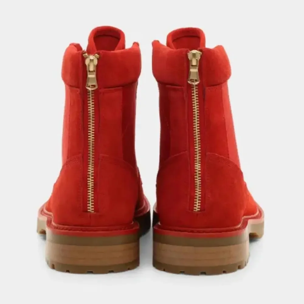 Saint Morta Legion Boots Men's 8 Red Gum Suede Lace Up Round Toe Ankle HTAT1471
